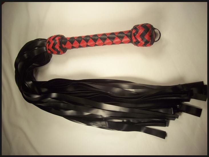 Red and Black Flogger with PVC Falls